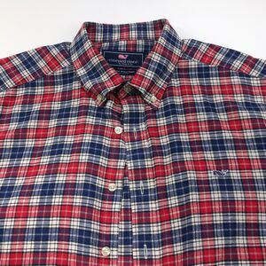Vineyard Vines XL 17.5 / 36 SLIM FIT WHALE Long Sleeve Flannel Check Plaid Shirt